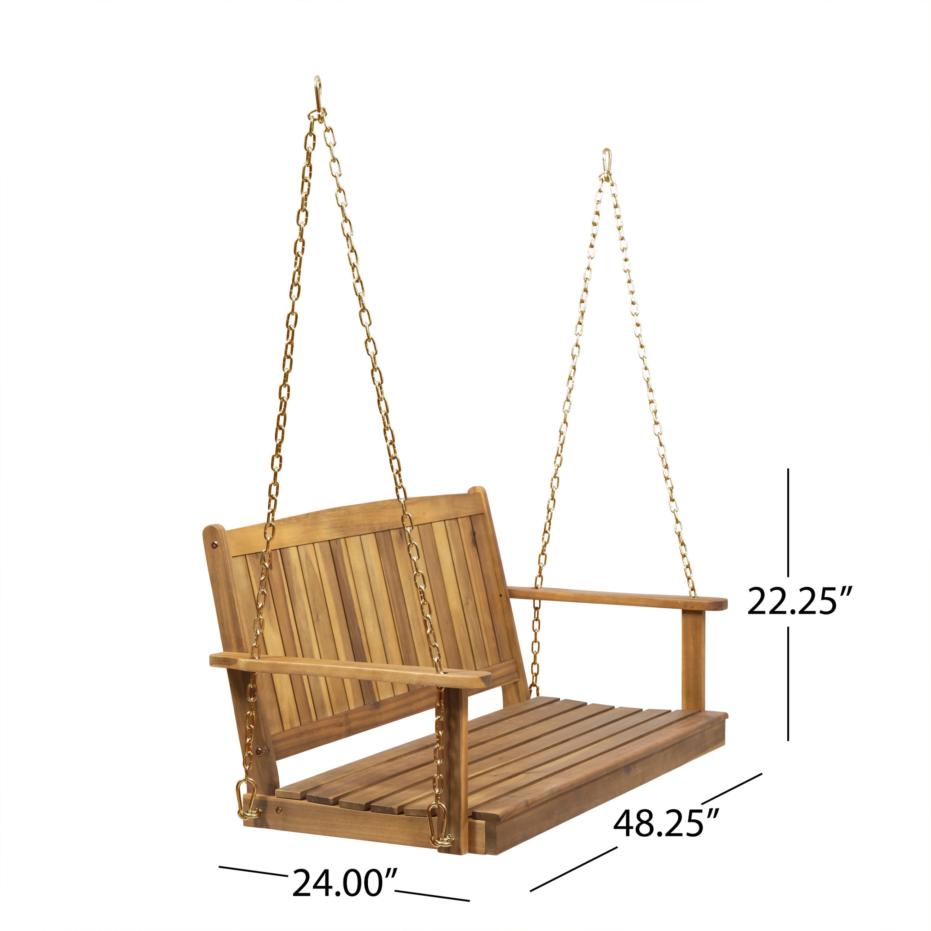 Noble House Maximo 2 Person Acacia Wood Porch Swing - Teak