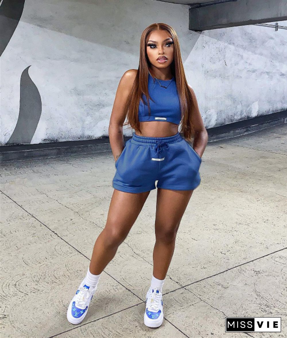 Tank Crop Top High Waist Shorts Casual Tracksuit