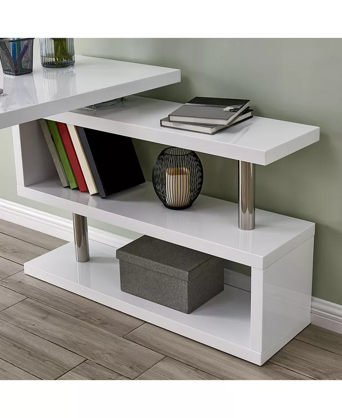 Southern Enterprises Tara Multifunctional Corner Desk with Shelves