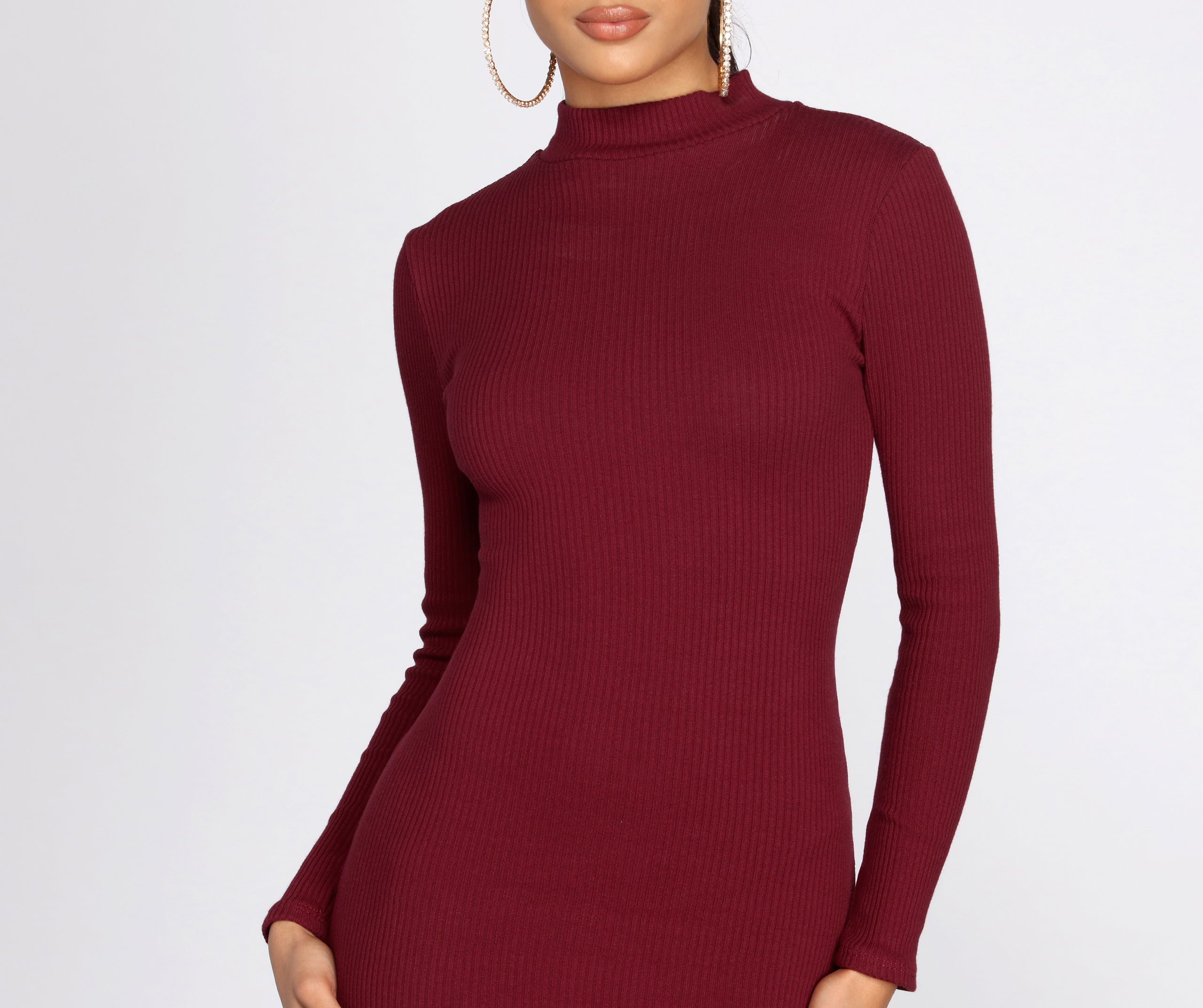 All For Knit Mock Neck Mini Dress