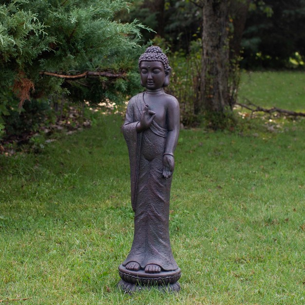 Gray Standing Buddha Outdoor Garden Statue