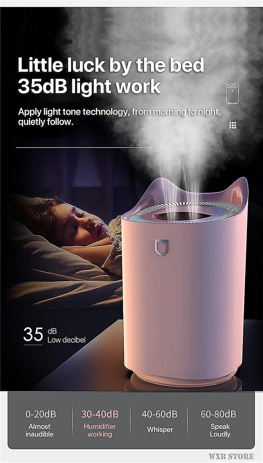 Ultrasonic Led Light Humidifier - Essential Oil Diffuser - Air Humidifier For Bedroom Or Car - 3000 Ml - Double Nozzle - Fresh Mist - Usb Humidifier -