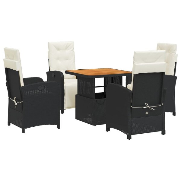 vidaXL Patio Dining Set with Cushions Furniture 2 Piece Black Poly Rattan