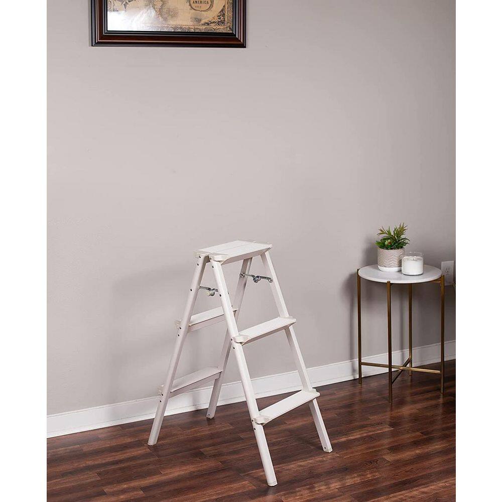 BirdRock Home 2.5 ft. 3-Step Silver Compact Steel Step Ladder 8 ft. Reach 11697