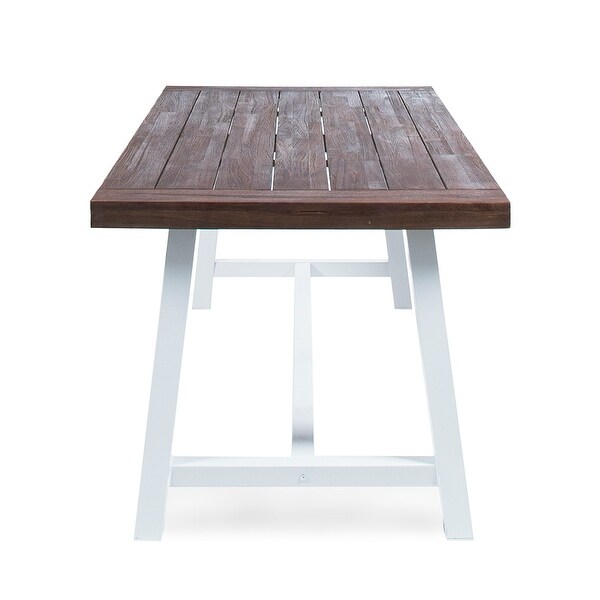 Outdoor Sandblast Finished Dining Table with Rustic Metal Finished Iron Legs