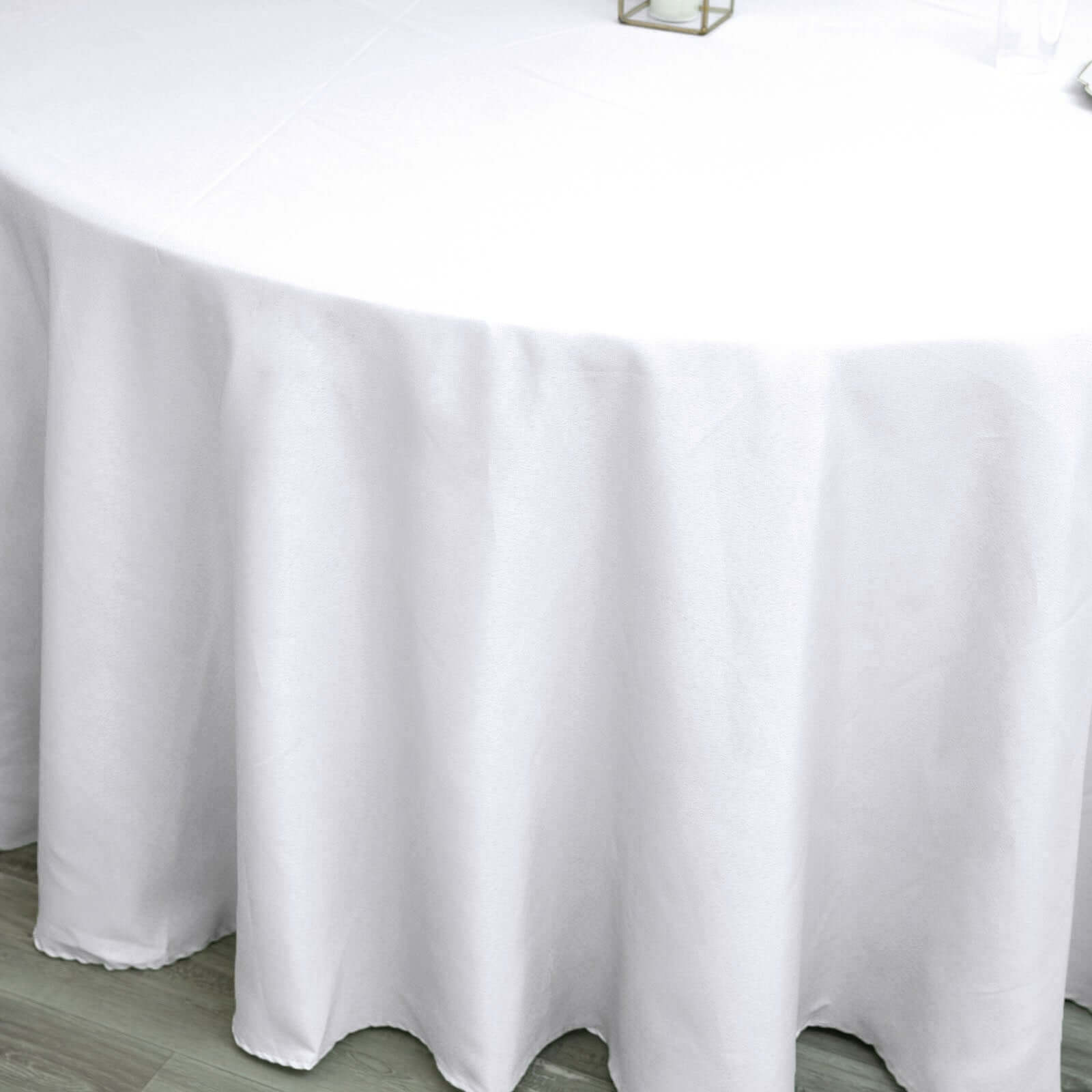 White Seamless Polyester Round Tablecloth 120