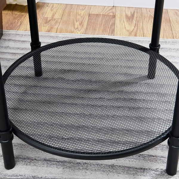 Round Industrial End Table， 2-Tier