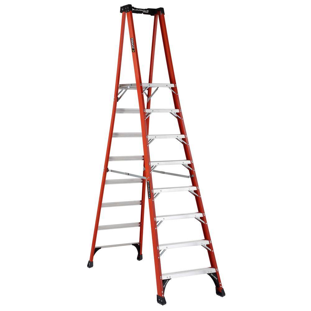 Louisville Ladder 8 ft. Fiberglass Pinnacle PRO Platform Ladder with 375 lbs. Load Capacity Type IAA Duty Rating FXP1808HD