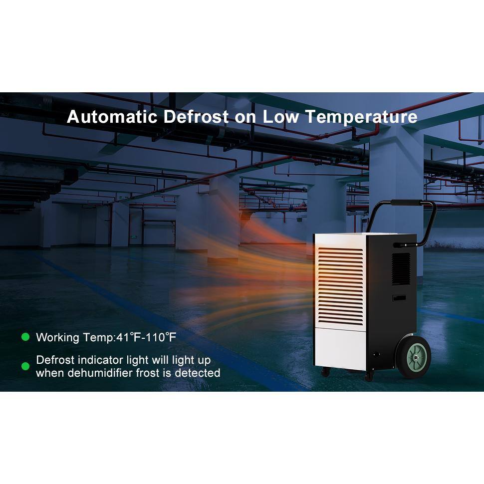 Runesay 225 pt. 8000 sq.ft. Industrial Commercial Dehumidifier in. Blacks with Handles and Wheels for Large Space DHOX90L7134