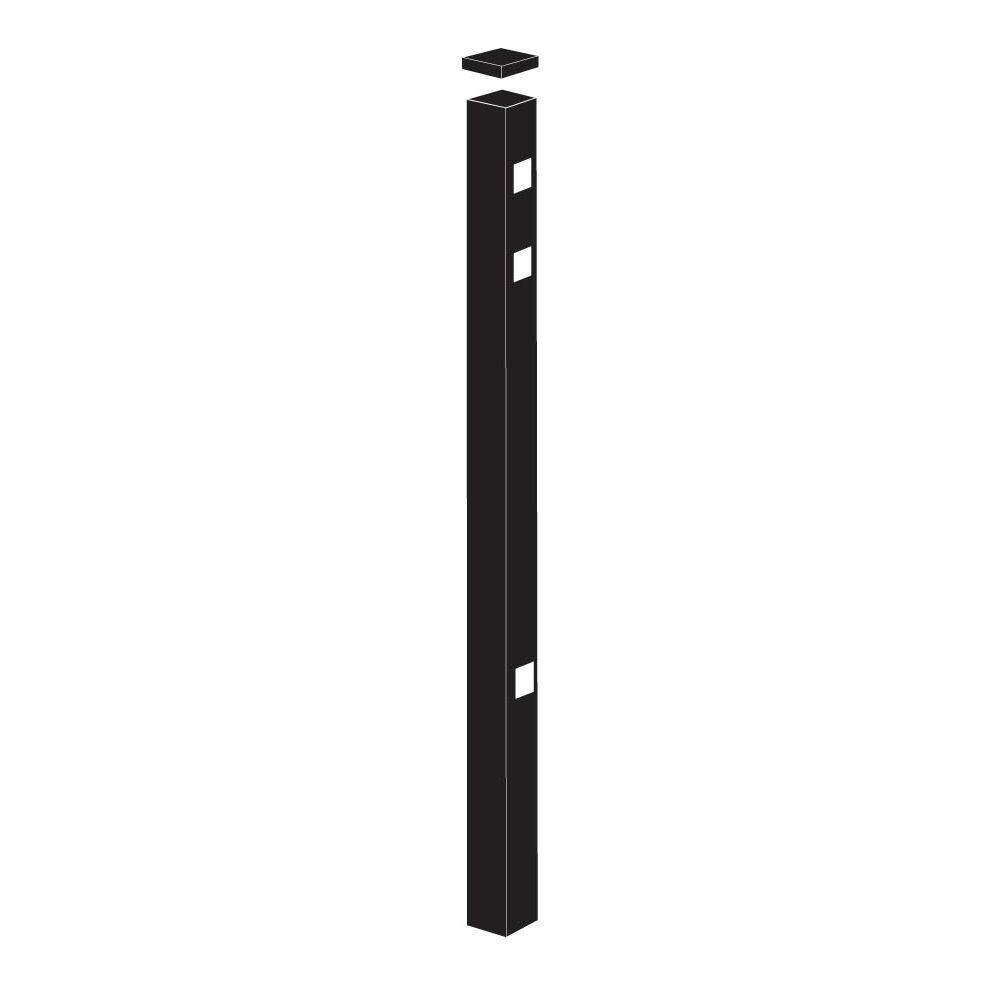 Barrette Outdoor Living 2 in. x 2 in. x 5-78 ft. Black Aluminum Fence Gate Post 73002258