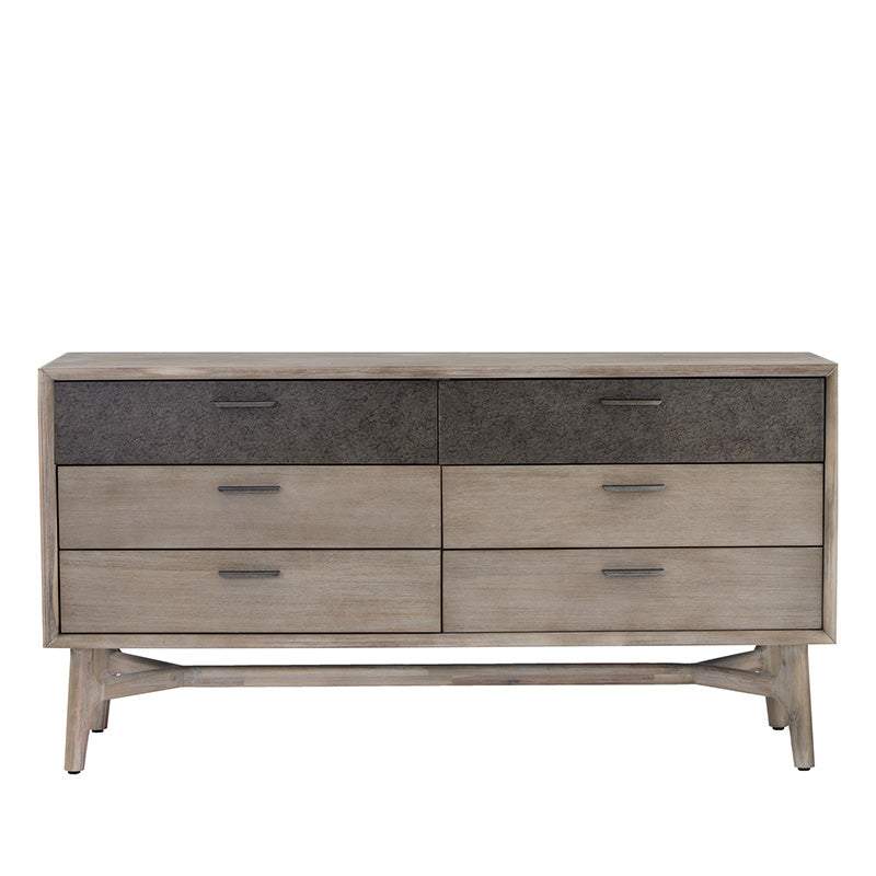 CORBIN Dresser 6 Drawers 155cm Acacia Solid Wood - Sandblast