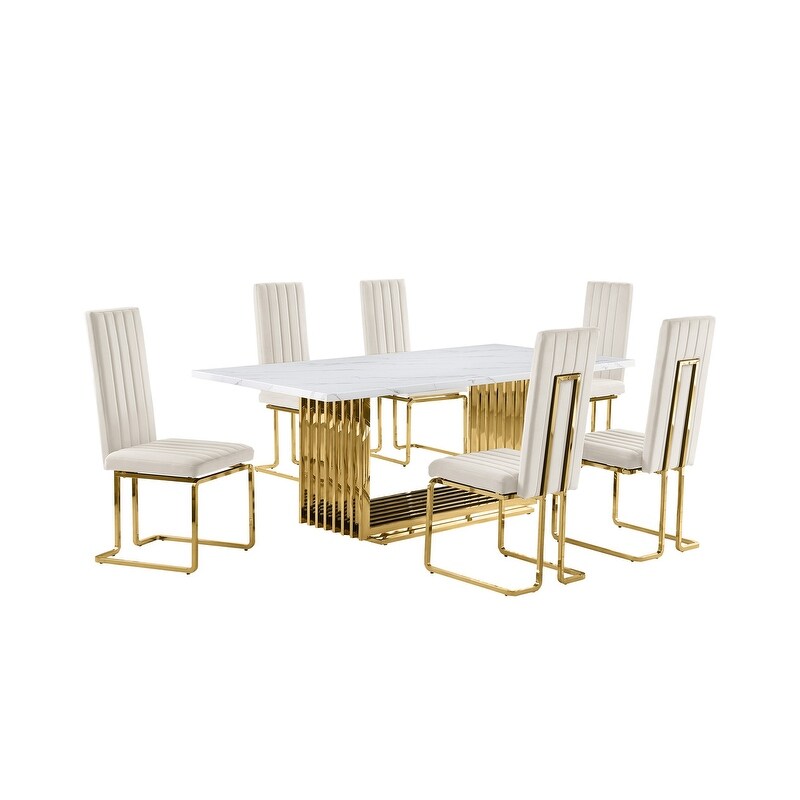 Best Quality Furniture D312/3 SC340 7 Dining Set with 79\