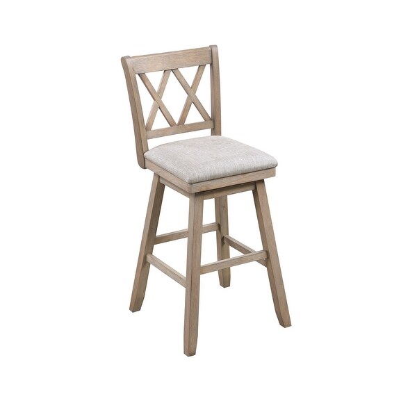 Wooden Linen Swivel Bar Counter Stool