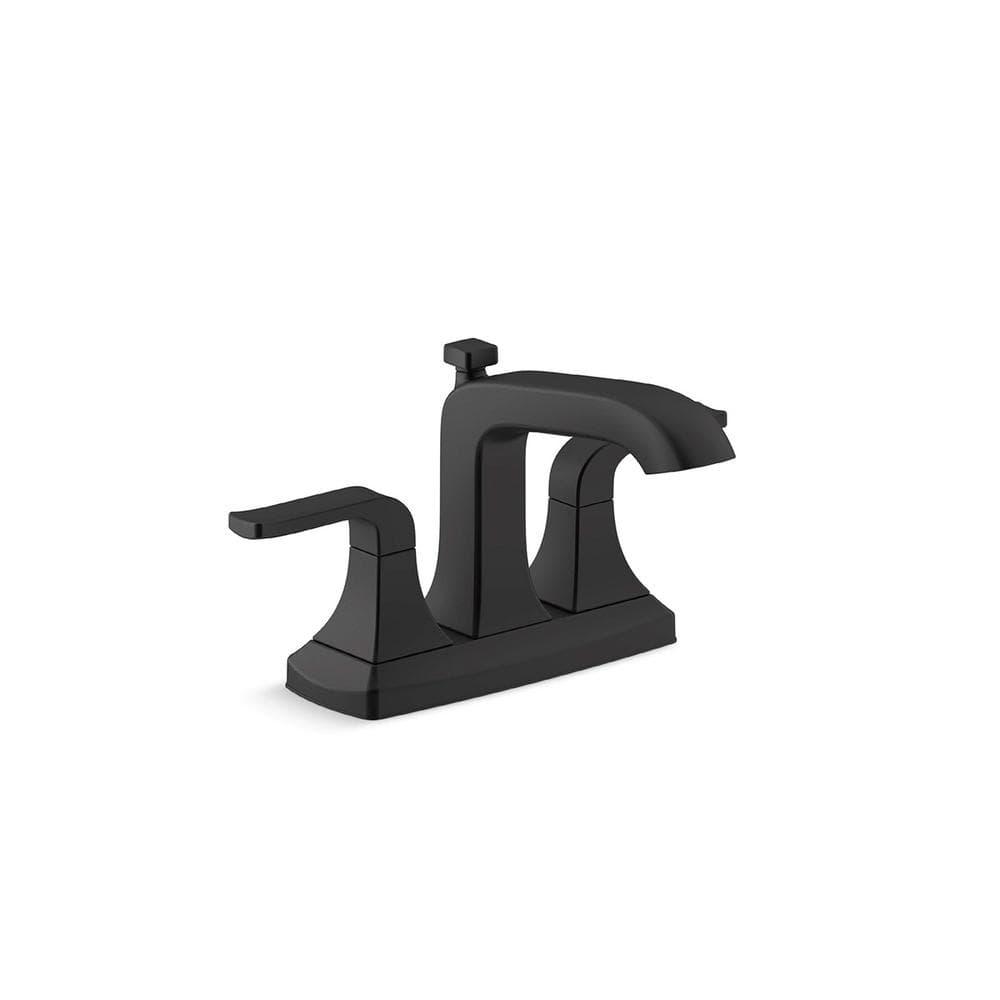 KOHLER Rubicon 4 in Centerset 2Handle Bathroom Faucet in Matte Black