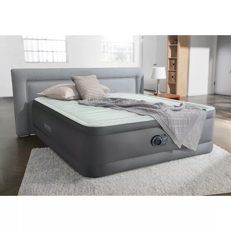 Intex PremAire I Fiber-Tech Elevated Air Mattress Bed with Built-In Pump， Twin