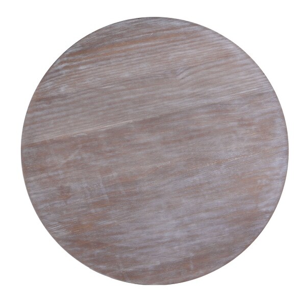 Round Rustic Coffee Table Solid Wood+MDF Coffee Table for Living Room with Dusty Wax Coating