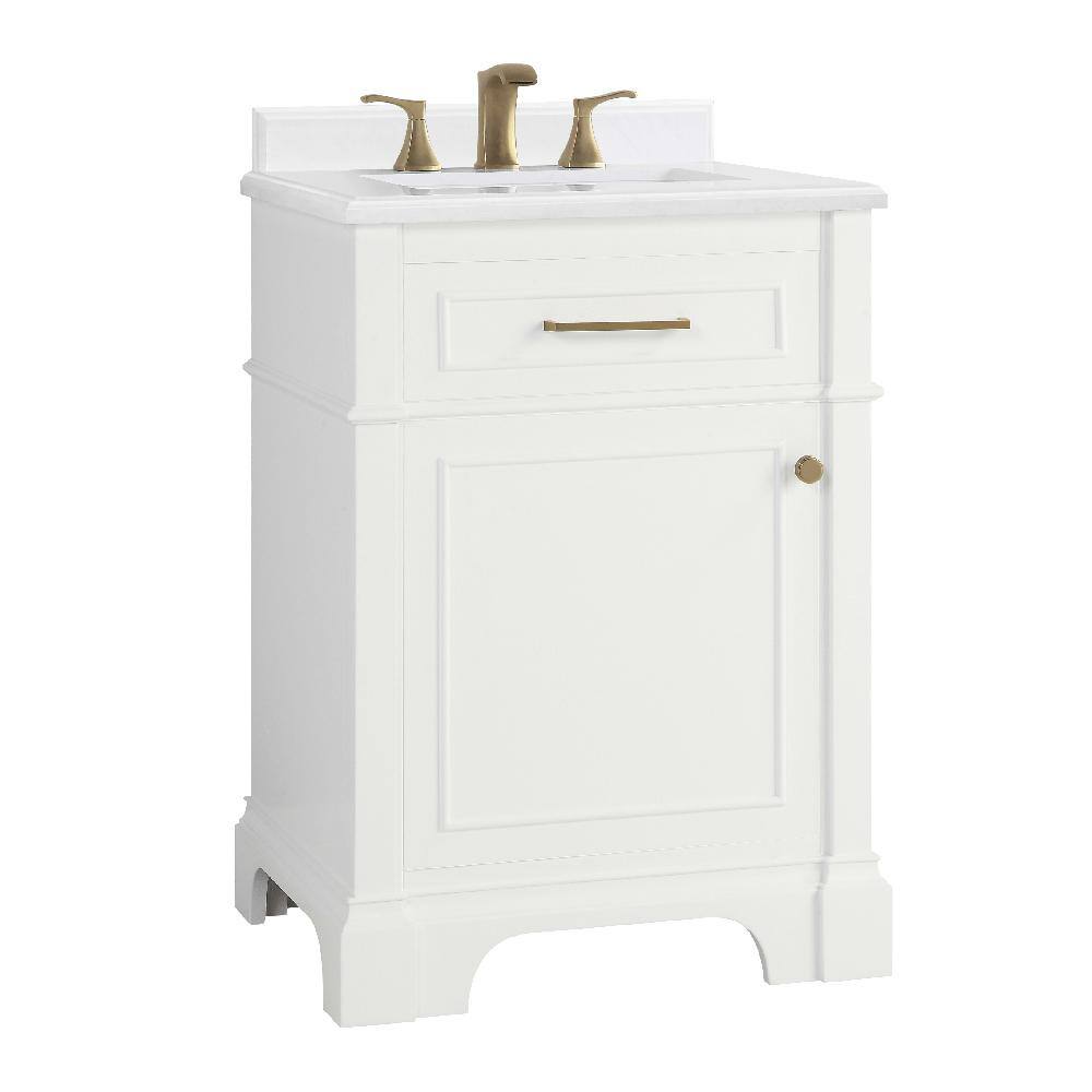 Home Decorators Collection Melpark 24 in. W x 20 in. D x 34.5 in. H Bath Vanity in White with White Cultured Marble Top Melpark 24W