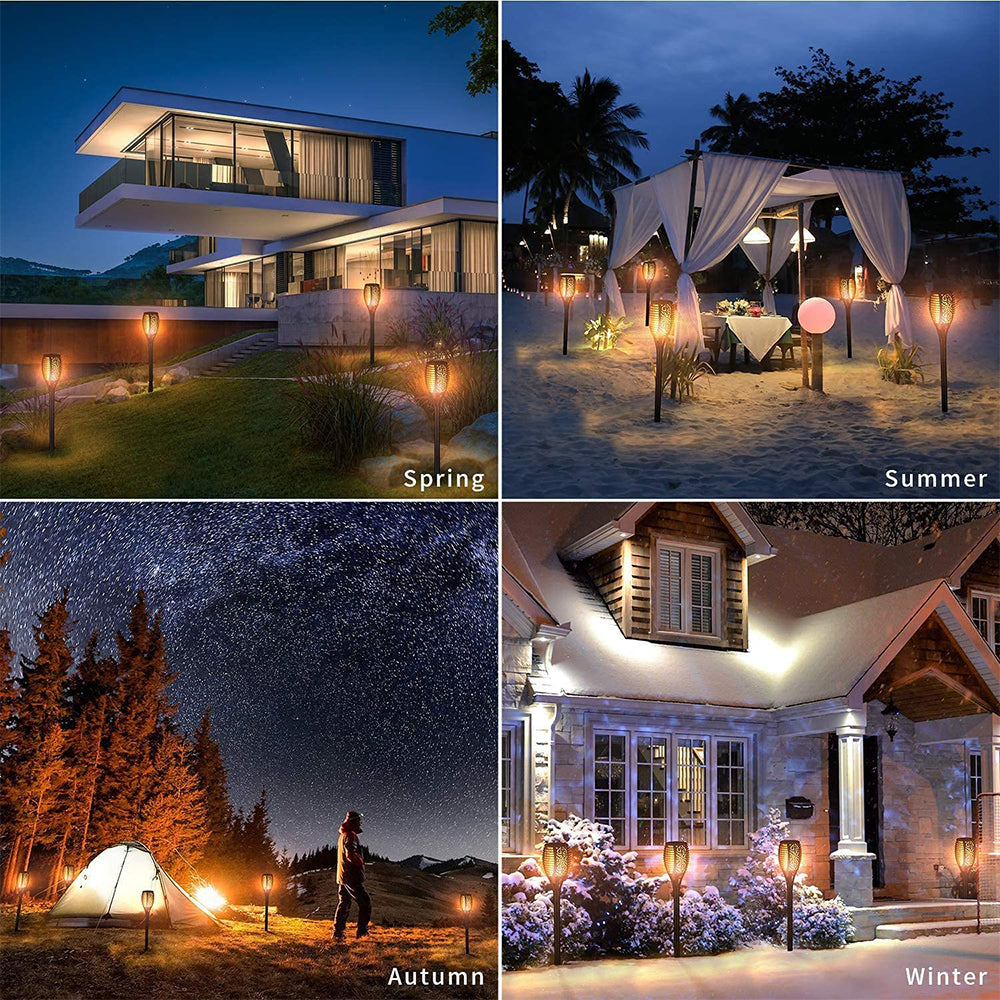 Homechum 6Pcs Solar Lights Outdoor - Mini Flickering Flames Torch Solar Path Light - Flame Lighting 12 LED Flickering Torches Outdoor Christmas Decorations Waterproof Garden Light