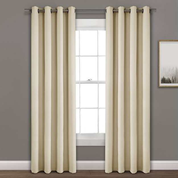 Faux Linen Absolute Blackout Grommet Top Single Window Curtain Panel Lush D cor