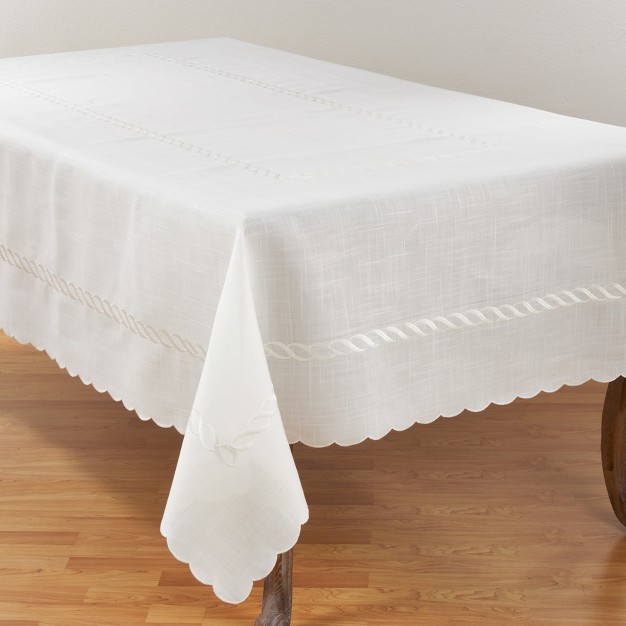 Saro Lifestyle Embroidered Braid Design Tablecloth