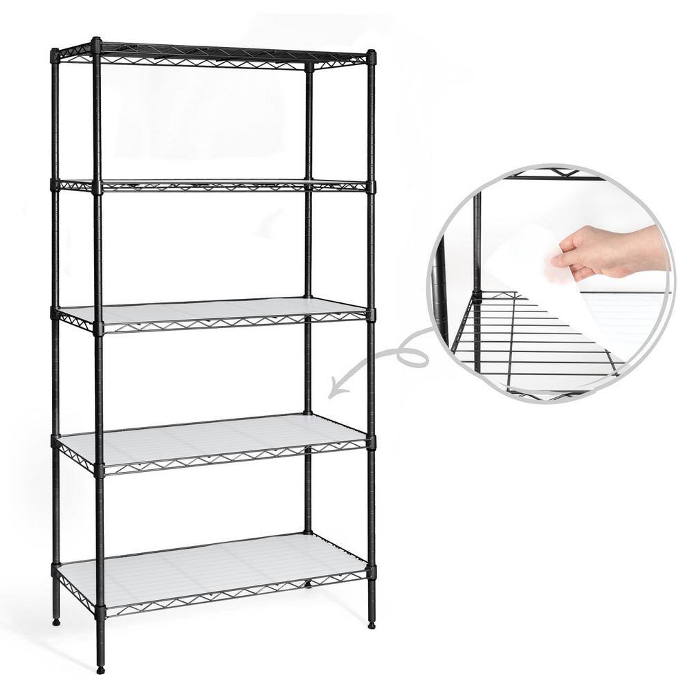 CAPHAUS Black 5-Tier Adjustable Height Welded Steel Garage Storage Unit Shelving with Liner (30 in. W x 59 in. H x 14 in. D) RWW-CH30145L-BK