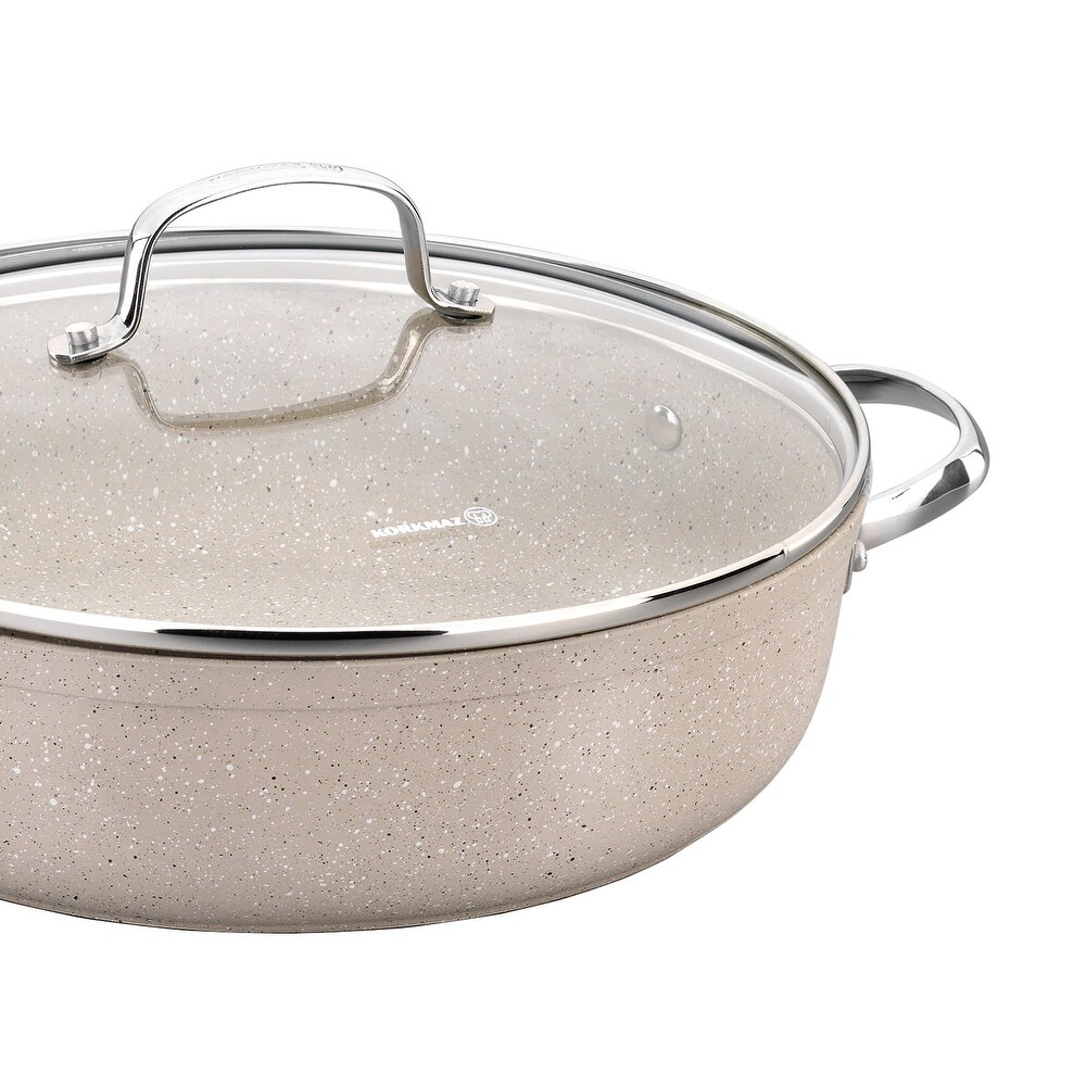 2.5 Liter Aluminum Nonstick Low Casserole with Lid in Tan