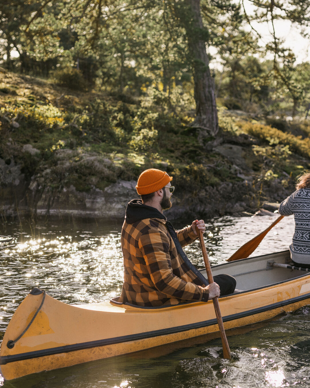 Firelight Sherpa Lined Overshirt - Golden Brown Check