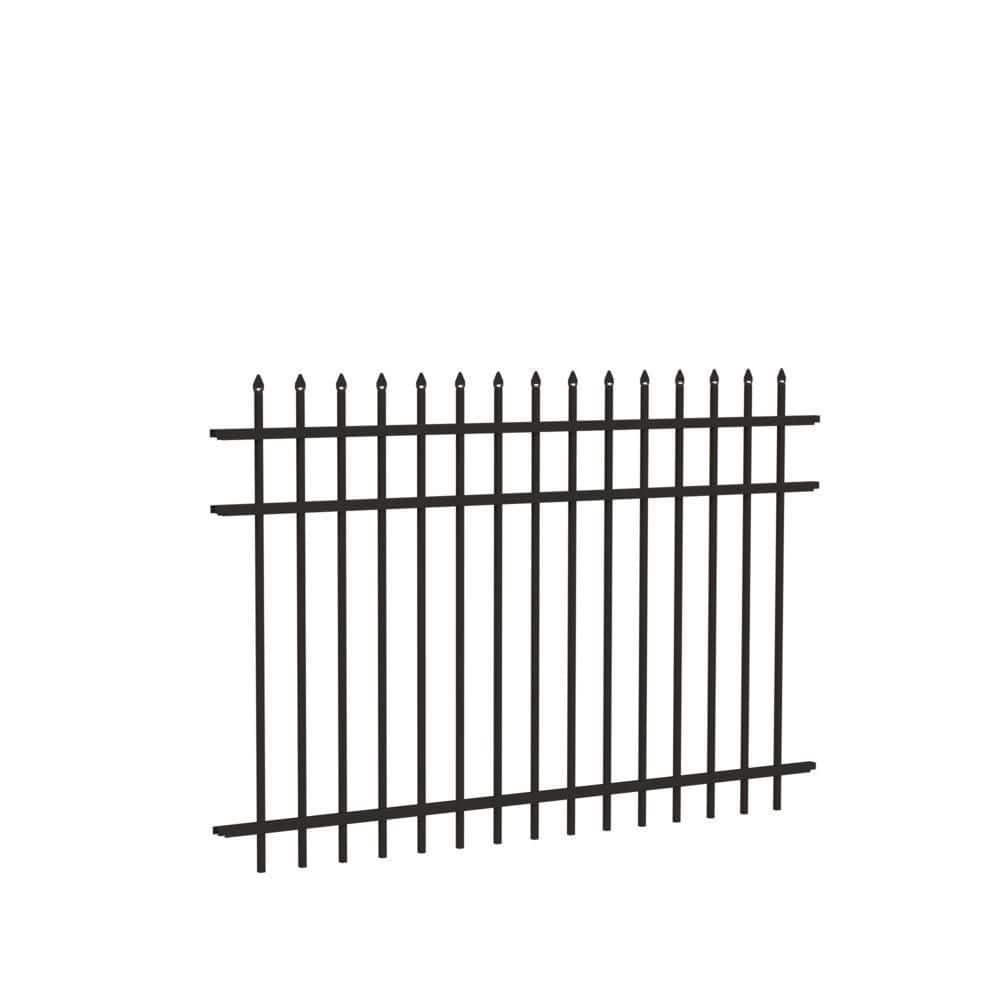 Barrette Outdoor Living Cascade Standard-Duty 4 ft. H x 6 ft. W Black Aluminum Pre-Assembled Fence Panel 73002210