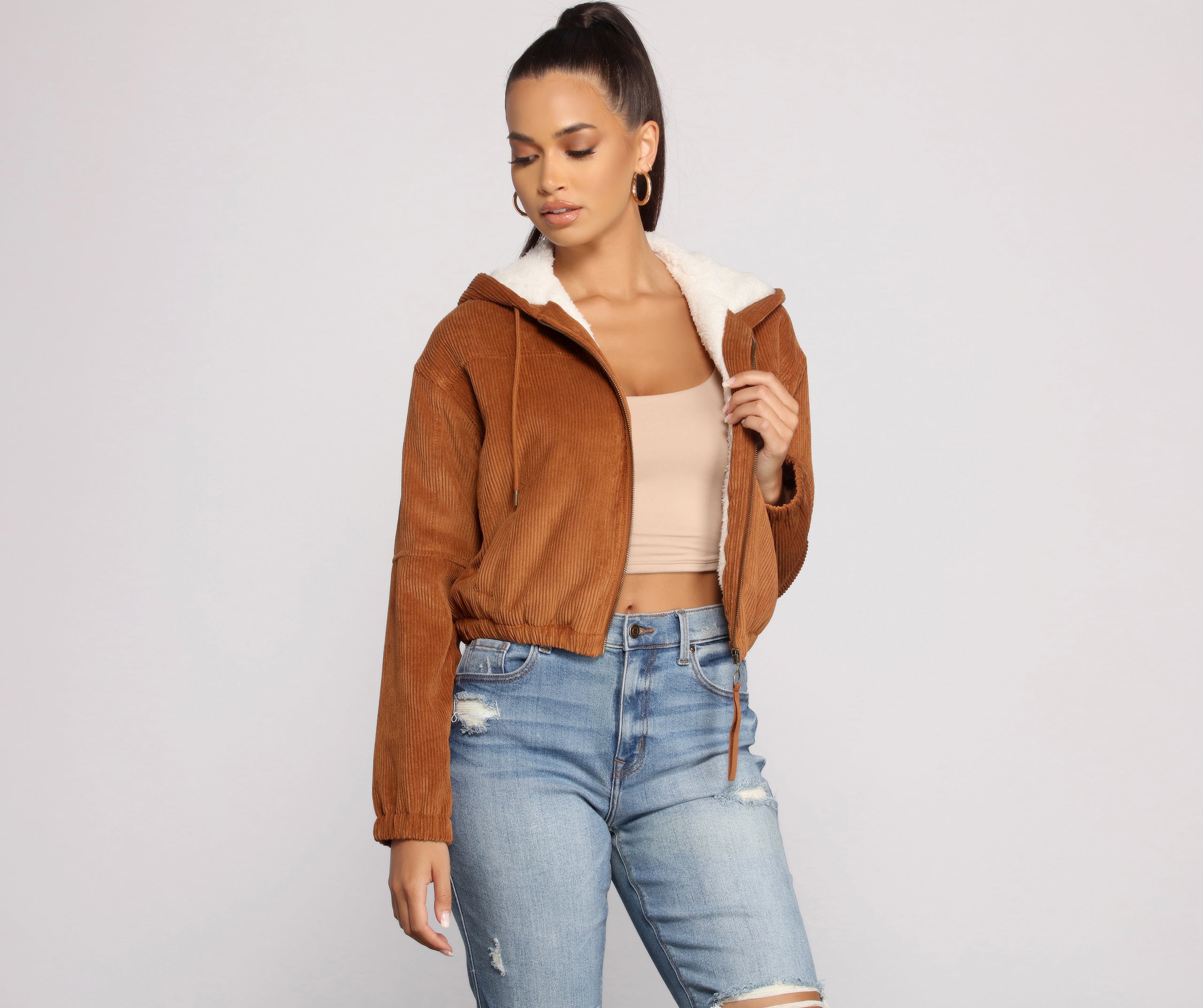 Corduroy Cutie Cropped Sherpa Jacket