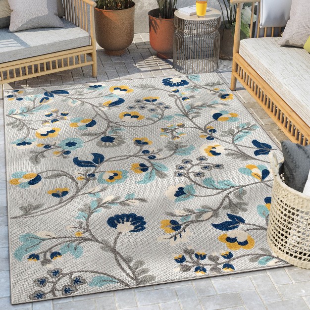 Well Woven Darla Floral Indoor Outdoorhigh Traffic Modern Carpet Area Rug