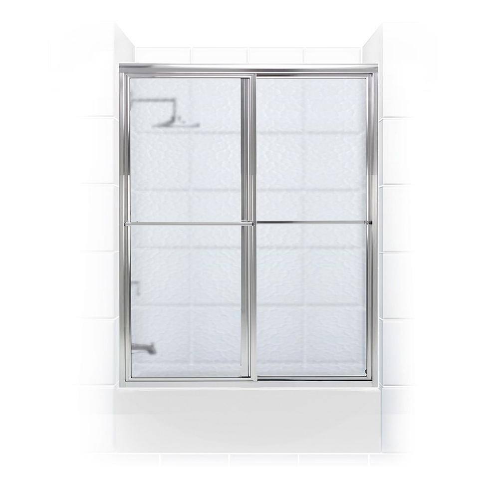 Coastal Shower Doors Newport 54 in. to 55.625 in. x 55 in. Framed Sliding Tub Door with Towel Bar in Chrome with Aquatex Glass 1554.55B-A