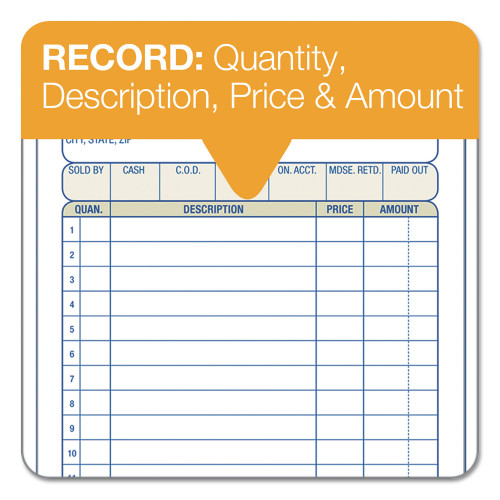 Adams Two-Part Sales Book， Two-Part Carbon， 6.69 x 4.19， 1/Page， 50 Forms (DC4705)