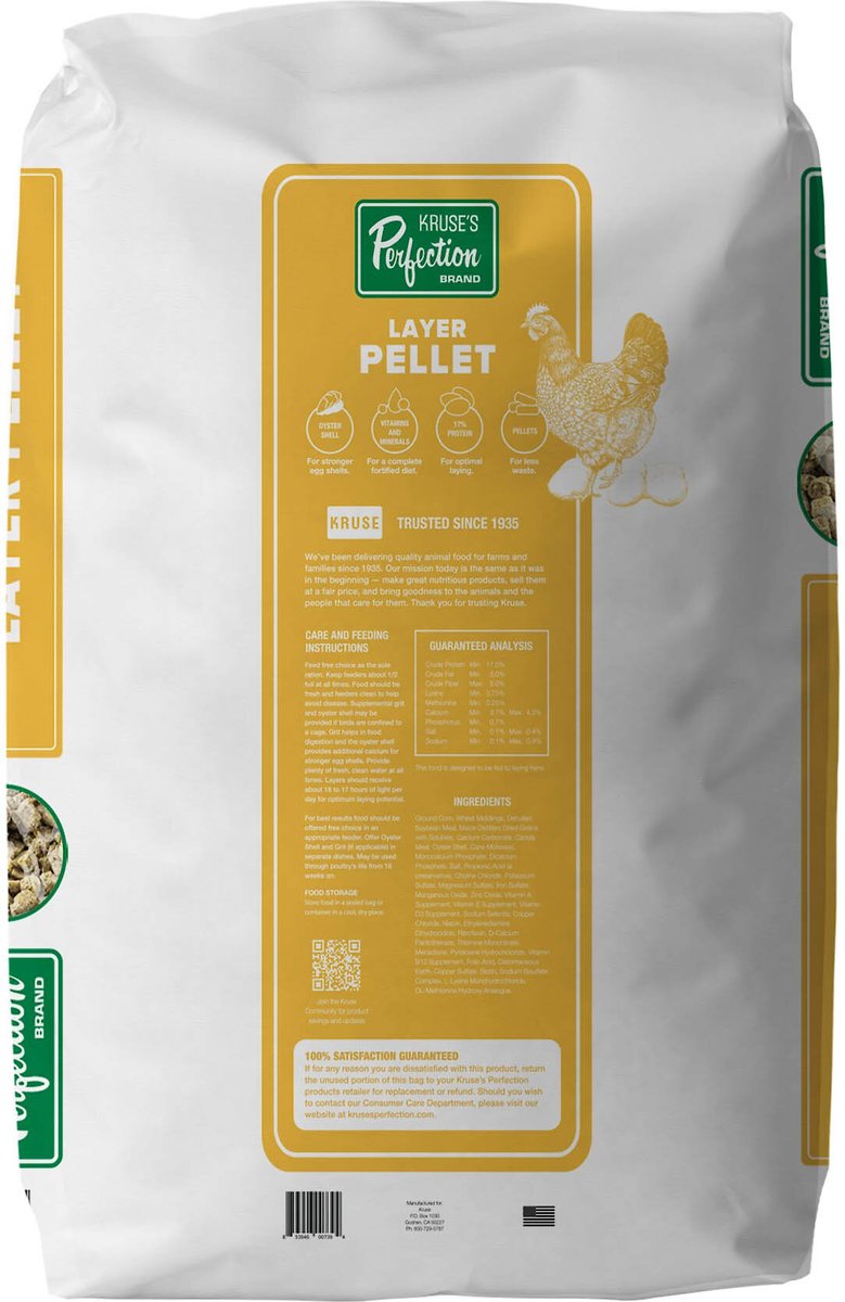 Kruse's Perfection Brand Poultry Layer Pellet Chicken Feed