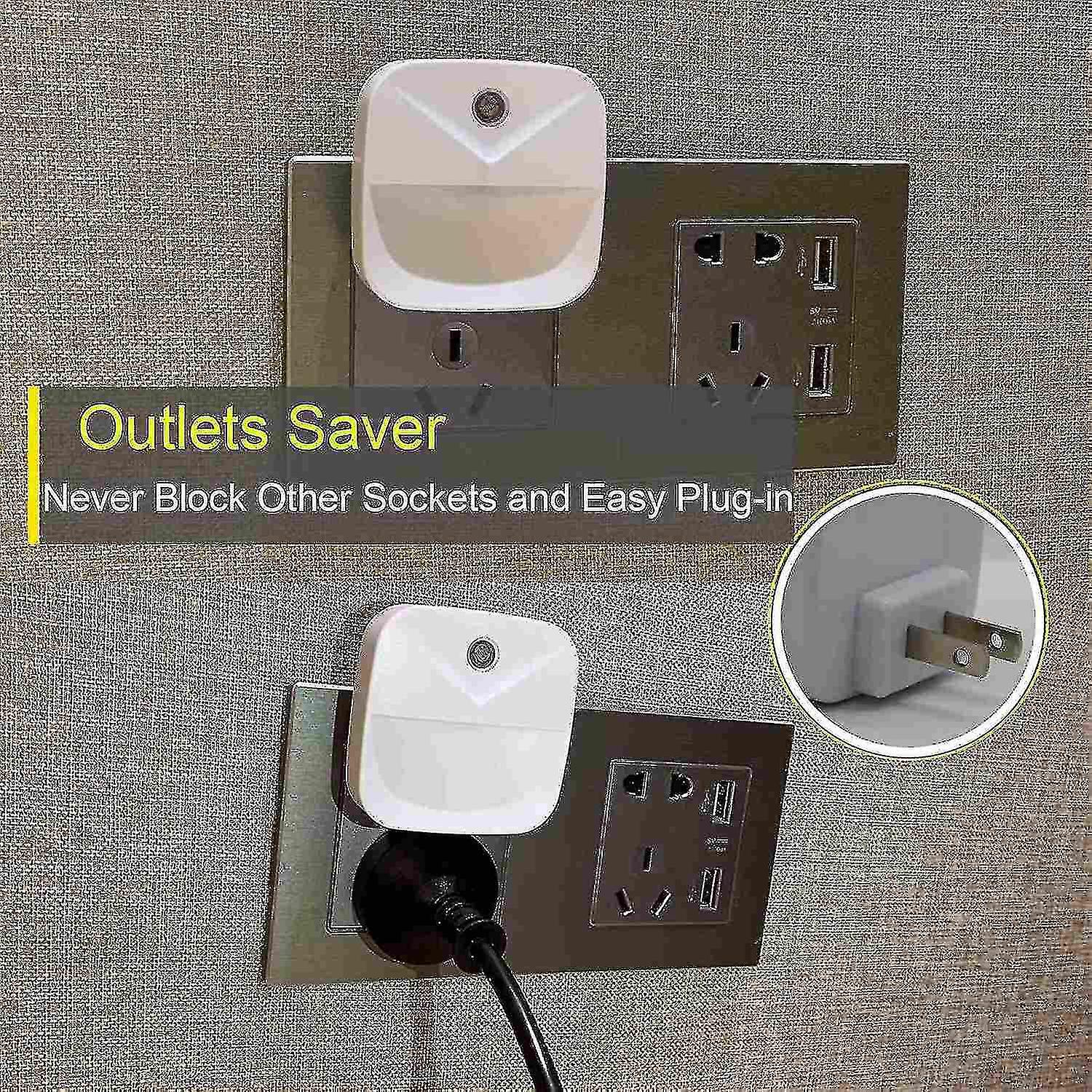 6 Pack Led Night Light Plug In， Smart Nightlights With Dusk Eu Plug