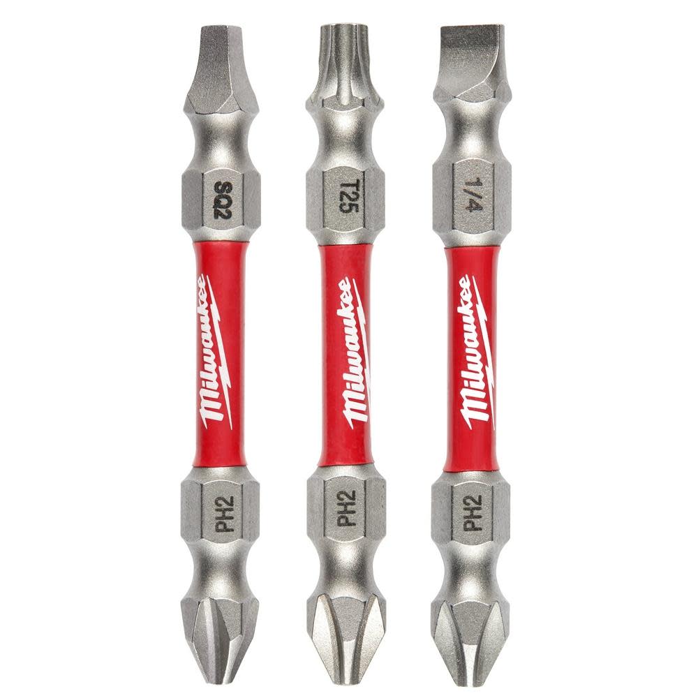 Milwaukee SHOCKWAVE Impact Duty PH2/SQ2/T25 Double Ended Bits 3pc 48-32-4319 from Milwaukee