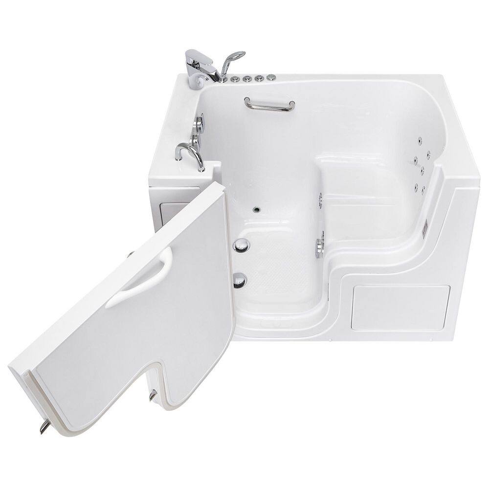 Ella Wheelchair Transfer32 52 in. Acrylic Walk-In Whirlpool and MicroBubble Bathtub in White Fast Fill Faucet LH Dual Drain OLA3252HM-L-2P