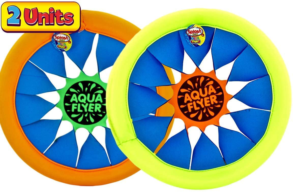 JA-RU Soft Frisbee Throwing Disc Splash Fun Aqua Flyer 12" (2 Assorted) Flying Discs for Kids & Adult Toys. Safe Easy and Professional. Plus 1 FunaTon Sticker | 1031-2