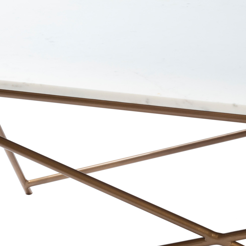 Norah Contemporary Marble Top  Geometric Center Table   Midcentury   Coffee Tables   by Homesquare  Houzz