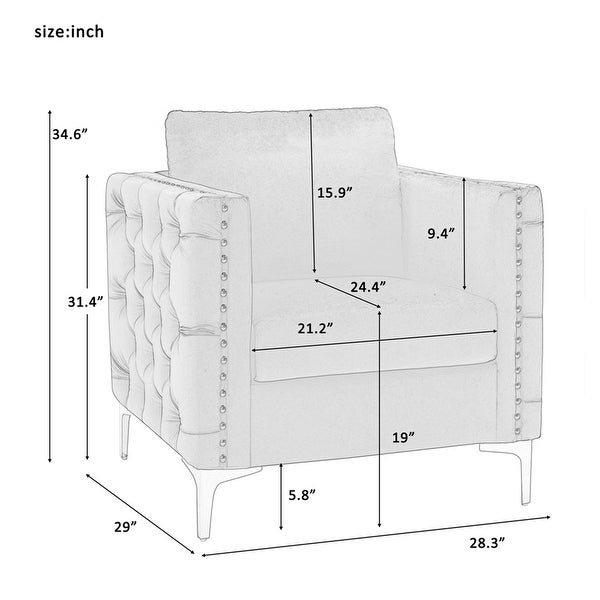 Tufted Button Accent Chair with Steel Legs