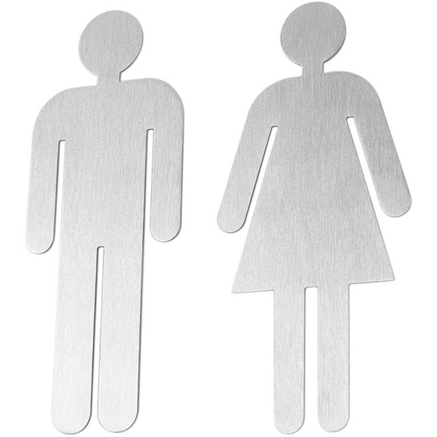 Bamodi Toilet Signs For Ladies amp Gents Set Of 2 Self adhesive Stainless Steel Door Signs 4 3 quot x2 quot matte Finish Easy To Apply