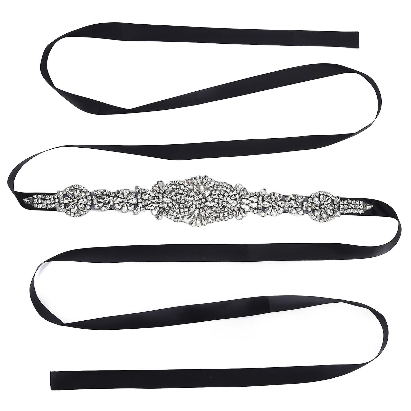 Rhinestone Wedding Dress Belt Elegant Waistbelt Clothes Accessories For Bride Bridesmaidblack