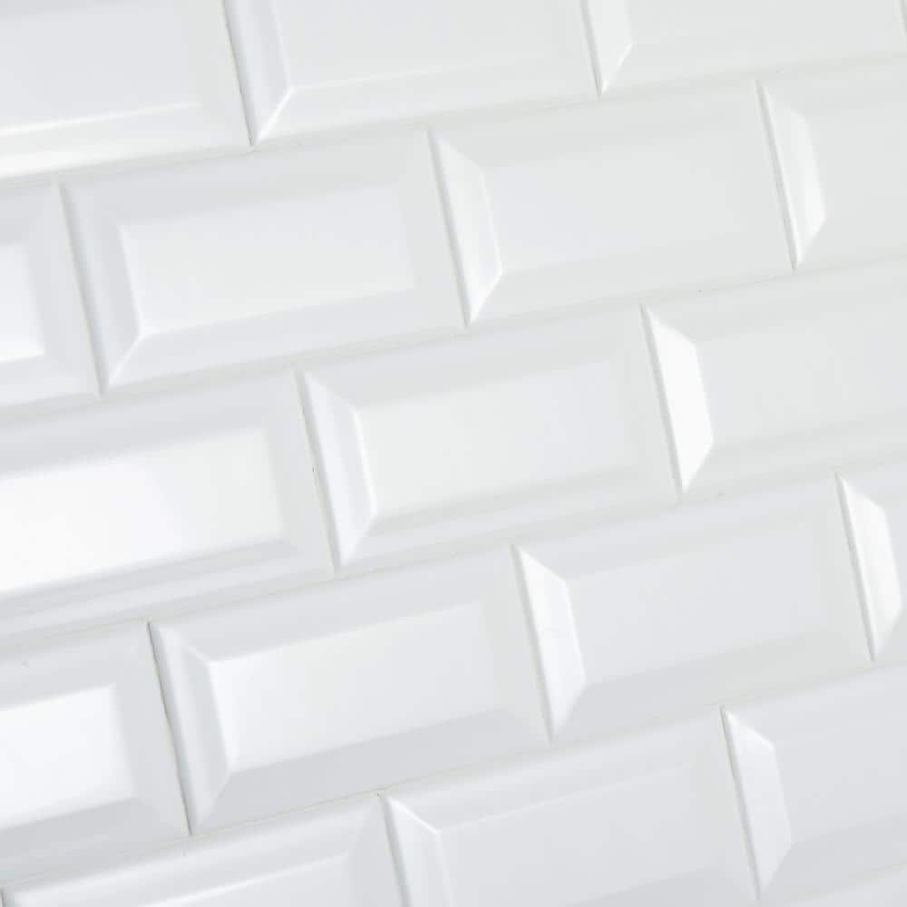 Daltile Restore 3 in. x 6 in. Ceramic Bevel Bright White Subway Tile (10 sq. ft.  case) RE1536MODBHD1P4