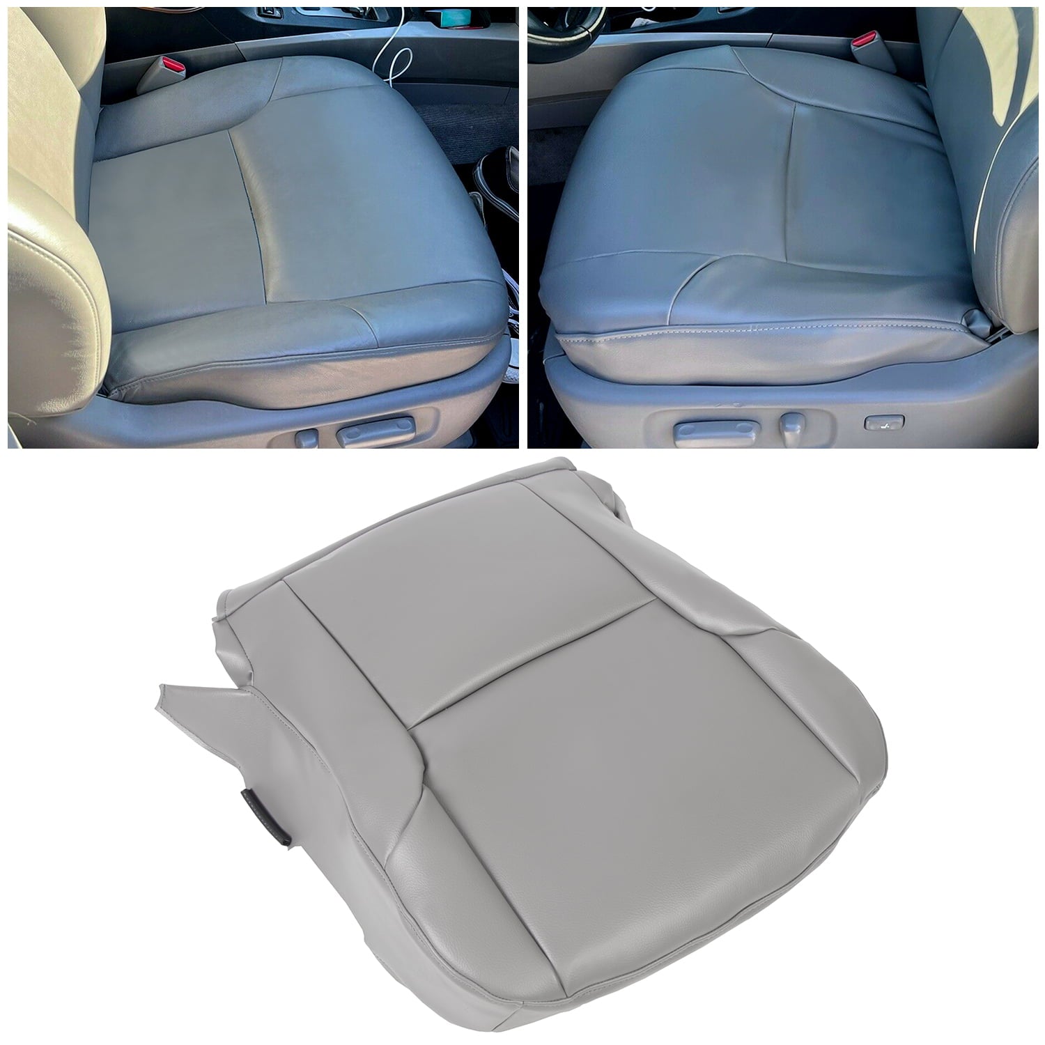 Kojem Driver Side Bottom Seat Cushion Cover for 2003-2009 Toyota 4Runner Limited Synthetic Leather Gray