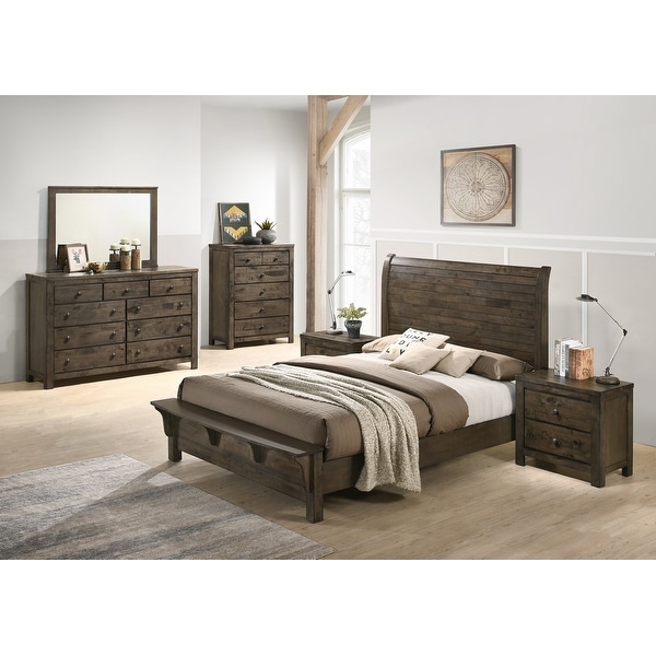 Roundhill Furniture Pavita Classic Grey Finish 6-piece Sleigh Bedroom Set - - 22725605