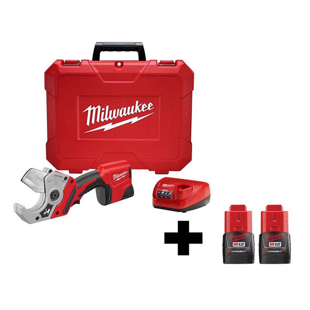 MW M12 12-Volt Lithium-Ion Cordless PVC Shear Cutting Kit WFree M12 1.5 Ah Battery (2-Pack) 2470-21-48-11-2411