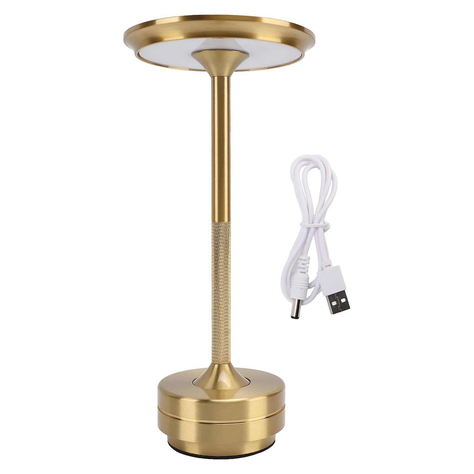 LED Desk Lamp Adjust Brightness 360 Degrees Lighting Quickly Charging Aluminum Table Lamp Gold