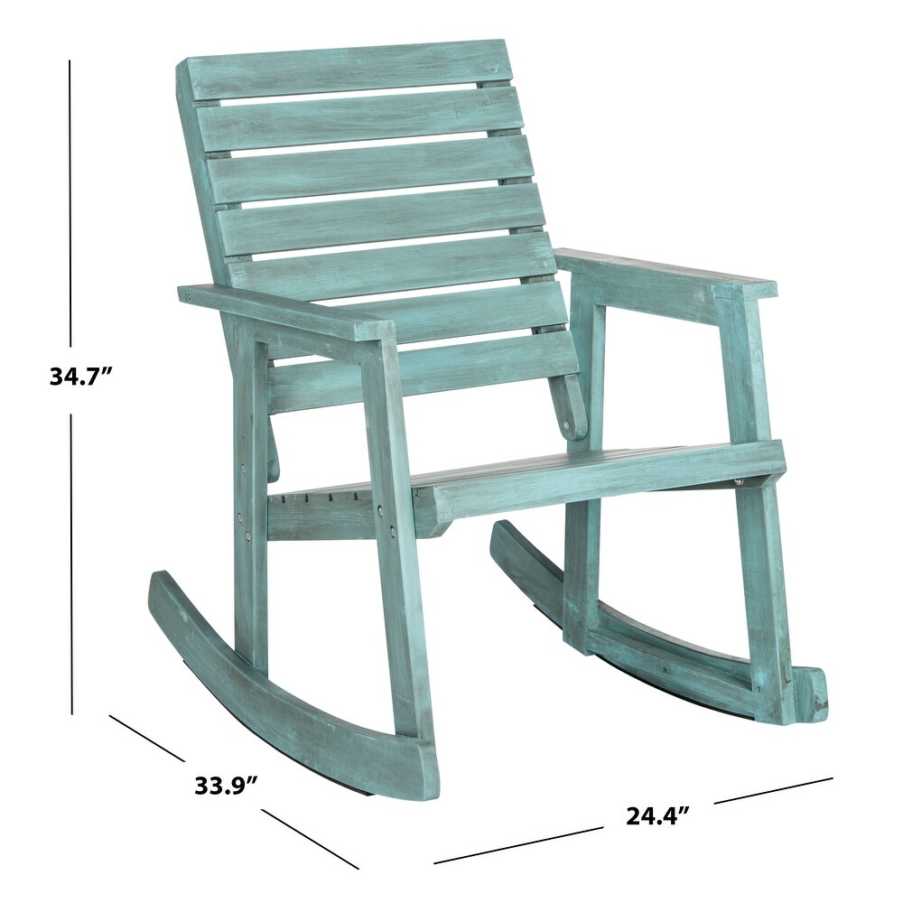 SAFAVIEH Outdoor Living Alexei Beach House Blue Rocking Chair   24.4\