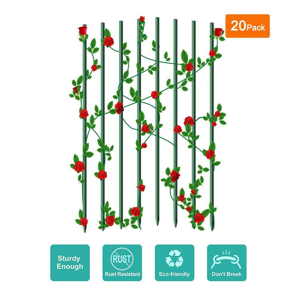 Rust-Free 2 ft. x 0.2 in. Dia Garden Stakes for Climbing Plants Supports ( 20-Pack) FS152DG20