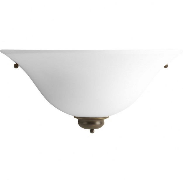 Progress Lighting Flared Cone Collection 1 light Wall Sconce Antique Bronze Etched Glass Ceramic Material