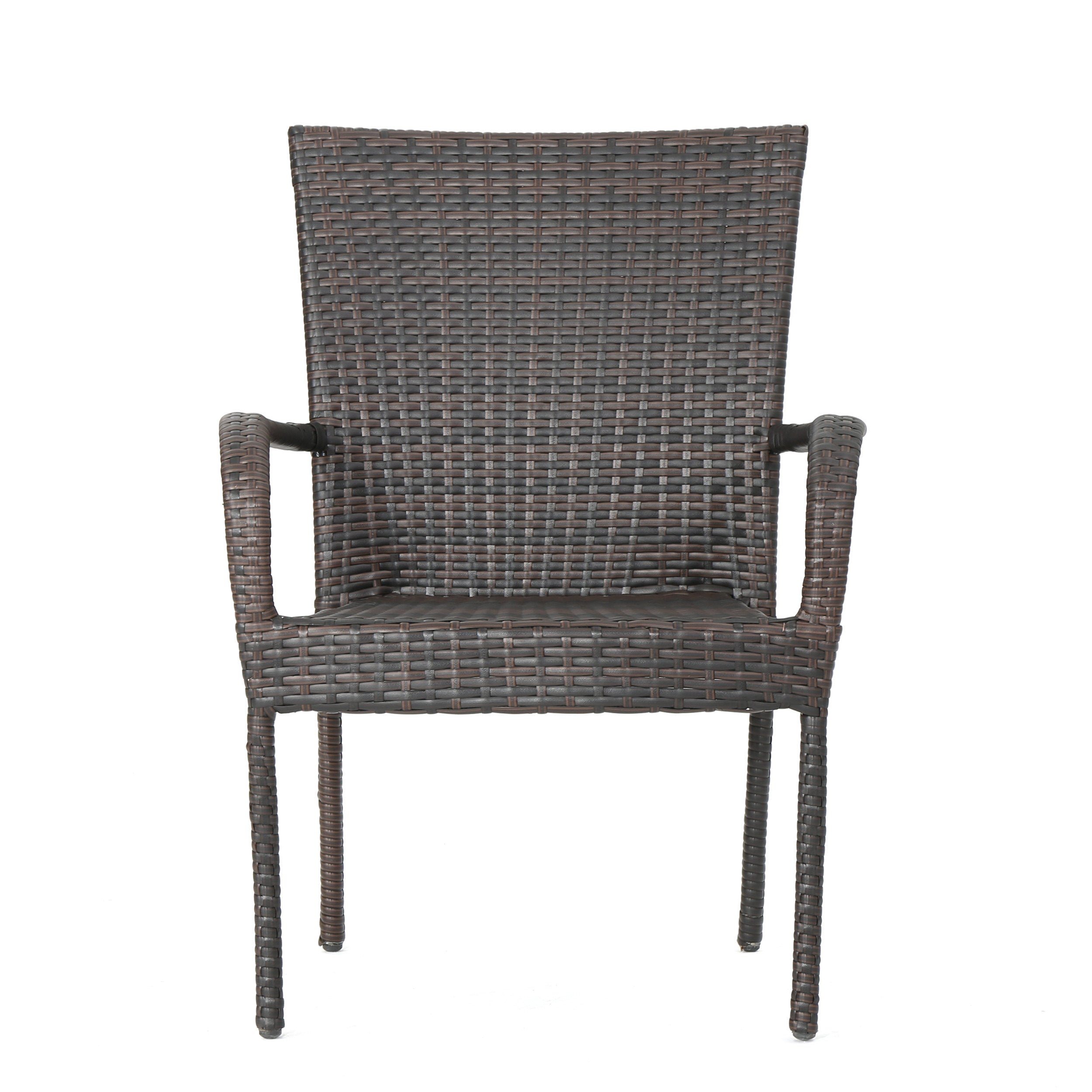 Ferndale Outdoor 3-Piece Multi-Brown Wicker Bistro Set with Tempered Glass Top